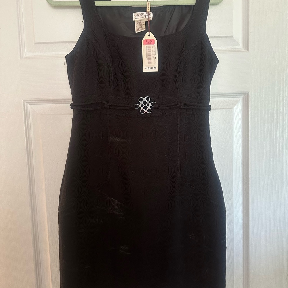 Black Sheath Midi Dress with Square Neck